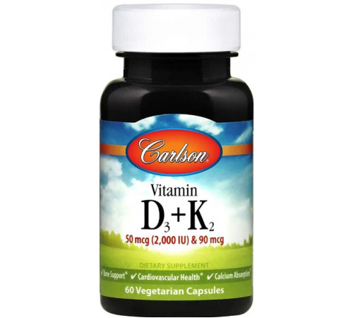 Вітамін Д3 і К2 Carlson Vitamin D3 + K2 60 капс