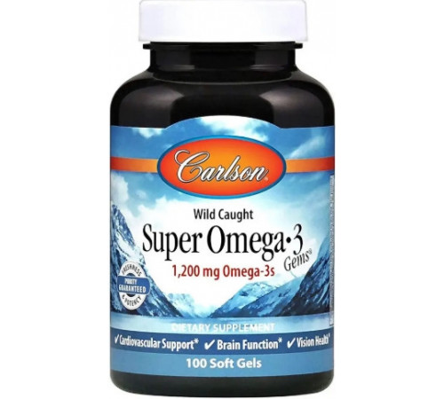 Омега-3 риб'ячий жир Carlson Omega-3 Gems Fish Gel 1200 мг 100 капс