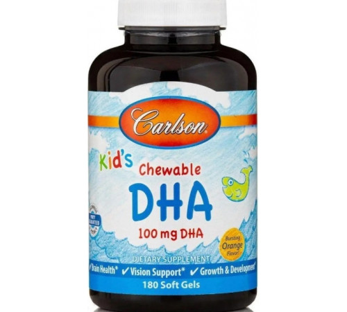 Риб'ячий жир для дітей Carlson  Kids Chewable DHA 100 мг 180 гел капс апельсин