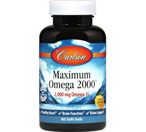 Риб'ячий жир для сердця Carlson Maximum Omega 2000 мг 60 капс