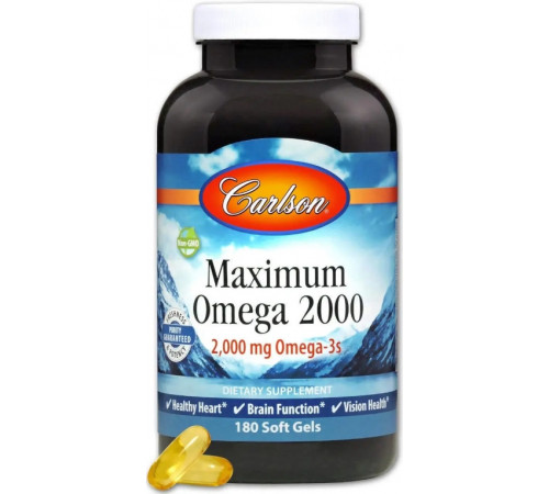 Омега 3 вітаміни Carlson Maximum Omega 2000 мг 180 кап