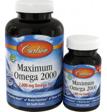 Омега риб'ячий жир Carlson Maximum Omega 2000 мг, 90+30 капс лимон