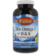 Омега 3 Д3 і вітамін К Carlson Omega-3 Plus D & K 180 гел капс