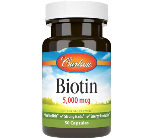 Біотин для волосся Carlson Biotin 5 мг (5000 мкг) 50 капс