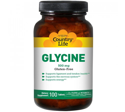 Гліцин Country Life Glycine 500 мг 100 таблеток