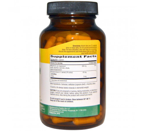 Магній Country Life Magnesium 300 мг 60 капс