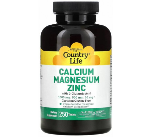 Кальцій магній цинк Country Life Calcium Magnesium Zinc 250 таблеток