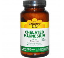 Магний хелат Country Life Chelated Magnesium 250 мг 180 таблеток