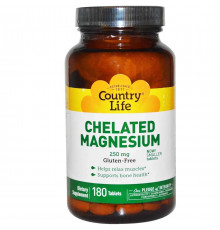 Магній хелат Country Life Chelated Magnesium 250 мг 180 таблеток