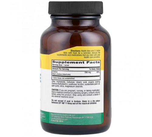 Холін Country Life Choline 100 таб