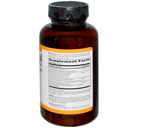 Ресвератрол Country Life Resveratrol 120 капсул