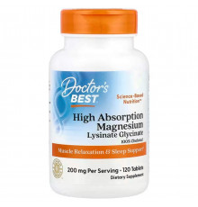 Магній гліцинат лізинат хелатний Doctors Best Magnesium 120 таб