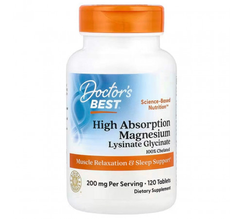 Магній гліцинат лізинат хелатний Doctors Best Magnesium 120 таб