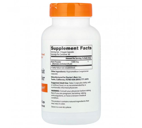 Ноні для імунітету Doctor's Best Noni 1300 мг 120 вег капс