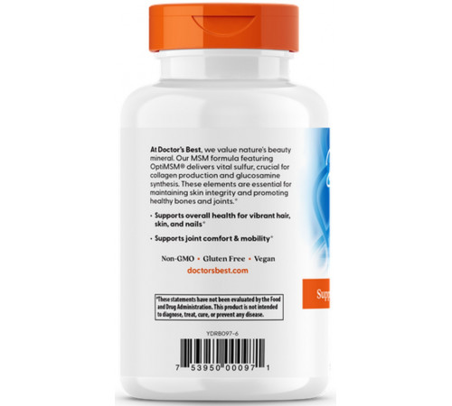 Метилсульфонілметан МСМ 1500 Doctors Best MSM with OptiMSM 120 капс
