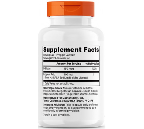 R-ліпоєва кислота Doctos Best Stabilized R-Lipoic Acid 60 капс