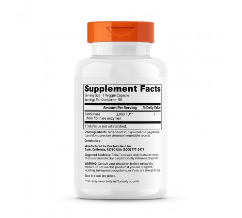 Наттокіназа Doctor's Best Nattokinase 2.000 FUs 90 капсул