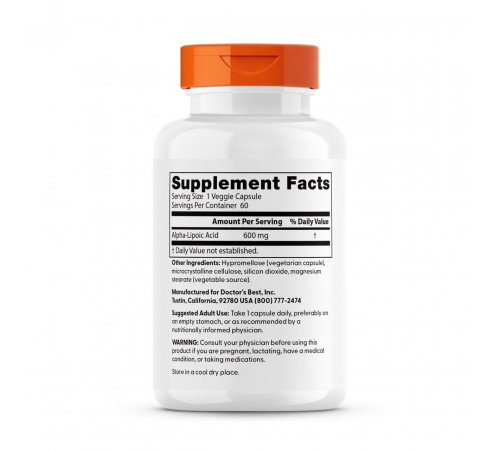 Альфа-липоевая кислота Doctor's Best Alpha-Lipoic Acid 60 капс