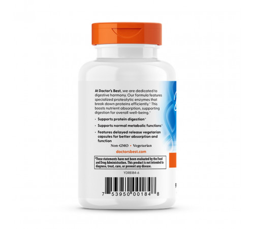 Протеолітичні ферменти Doctor's Best Proteolytic Enzymes 90 вег капс