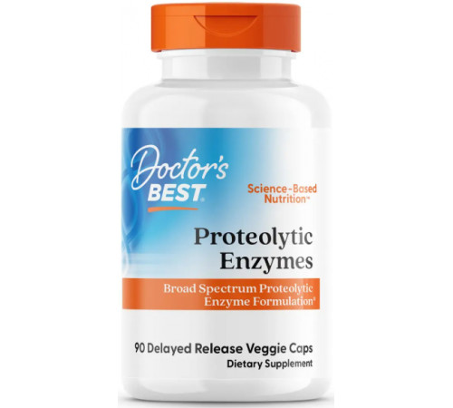 Протеолітичні ферменти Doctor's Best Proteolytic Enzymes 90 вег капс