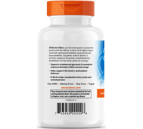R-ліпоєва кислота Doctos Best Stabilized R-Lipoic Acid 180 капс