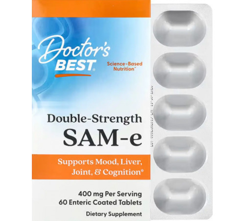 Аденозилметіонін Doctor's Best SAM-e (S-Adenosyl-L-Methionine) 400 мг 60 таб