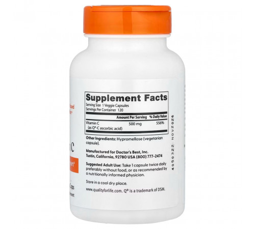 Вітамін С Doctor's Best Vitamin C 500 мг 120 капс