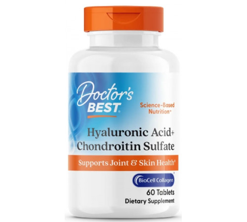 Гіалуронова кислота з хондроїтином Doctor's Best Hyaluronic Acid with Chondroitin 60 таб