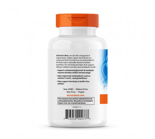 АНатуральна альфа-ліпоєва кислота Doctor's Best  Alpha-Lipoic Acid 300 мг 180 вег капс