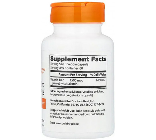Витамин В12 метилкобаламин Doctors Best Fully Active B12 60 капсул