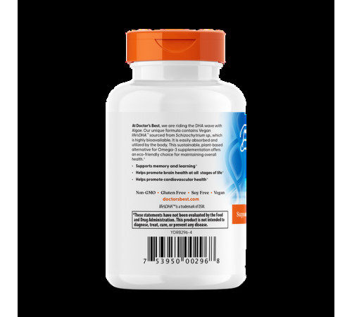 Омега-3 для веганов Doctor's Best  Vegan DHA from Algae with Life's DHA 200 мг 60 капс