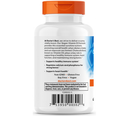 Витамин Д3 (2500 МЕ) веган Doctors Best Vitamin D3 60 капс