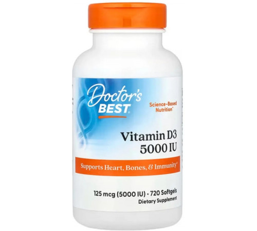 Вітамін D3 (холекальциферол) Doctor's Best Vitamin D3125 мкг (5000 МЕ) 720 капс
