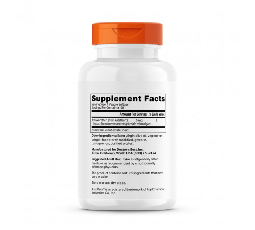 Астаксантин  Doctor's Best Astaxanthin 6 мг 90 капс