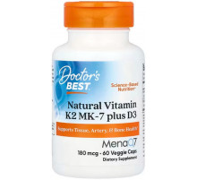 Витамин Д3 K2 MK-7 Doctors Best Natural Vitamin K2 MK-7 Plus D3 180 мкг 60 капс