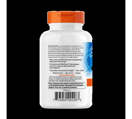 Коензим CoQ10 плюс PQQ Doctor's Best High Absorption CoQ10 60 капс