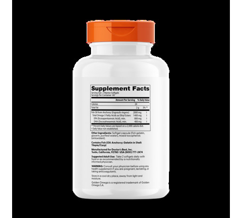 Риб'ячий жир омега-3 Doctor's Best  Purified & Clear Omega 3 Fish Oil with Goldenomega 120 капс