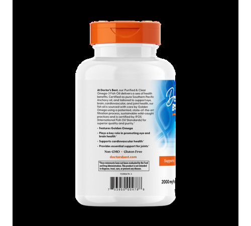 Риб'ячий жир омега-3 Doctor's Best  Purified & Clear Omega 3 Fish Oil with Goldenomega 120 капс