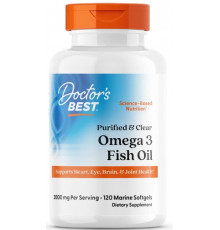 Риб'ячий жир омега-3 Doctor's Best  Purified & Clear Omega 3 Fish Oil with Goldenomega 120 капс