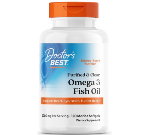 Риб'ячий жир омега-3 Doctor's Best  Purified & Clear Omega 3 Fish Oil with Goldenomega 120 капс