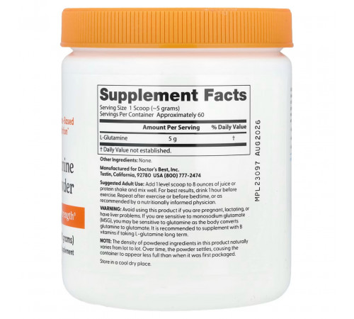 Глутамін Pure Doctor's Best L-Glutamine 300 г