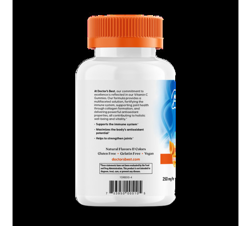 Вітамін C зі смаком апельсина Doctor's Best Vitamin C Gummies 250 мг 120 жев кон апельсин