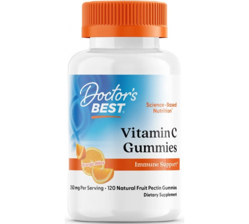 Вітамін C зі смаком апельсина Doctor's Best Vitamin C Gummies 250 мг 120 жев кон апельсин