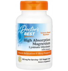 Бісгліцинат магнію для нервової системи Doctor's Best High Absorption Magnesium 105 мг 120 вег капс