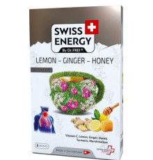 Чай від застуди Swiss Energy Herbal tea LEMON - GINGER - HONEY 8 пак лимон