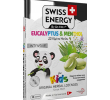 Леденці від застуди Swiss Energy Herbal Lozenges Blister 20 herbs Eucalyptus and Menthol for kids 12 лед