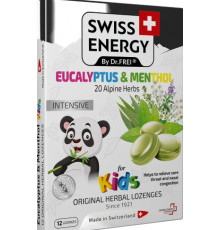Леденці від застуди Swiss Energy Herbal Lozenges Blister 20 herbs Eucalyptus and Menthol for kids 12 лед