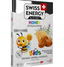 Леденцы от простуды для детей Swiss Energy Herbal Lozenges Blister 20 herbs Honey for kids 12 лед мед
