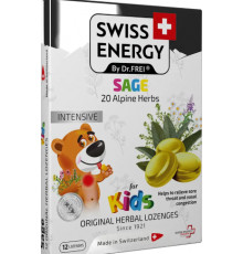 Льодяники від застуди для дітей Swiss Energy Herbal Lozenges Blister 20 herbs Sage for kids 12 мед
