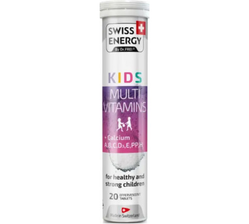 Мультивітаміни з кальцієм для дітей Dr.Frei Swiss Energy KIDS Multivitamins Calcium CH 20 шипучих таб